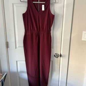 Banana Republic Maroon Sleeveless Jumpsuit